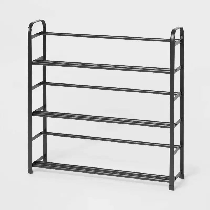 Small Space Metal Shoe Rack Black - Brightroom™: Steel Frame, Freestanding Shoe Organizer, Holds 9 Pairs, 29"x7"x29"