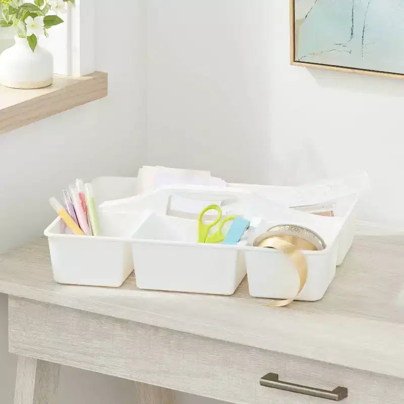 Portaoggetti Caddy Diviso Bianco - ™: Carrello portaoggetti, Polipropilene, Organizer Universale, 1 Anno di Garanzia