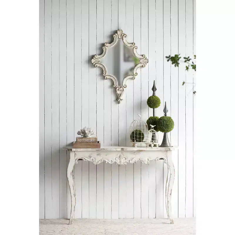 Consolle sottile sbiancata per ingresso salotto 46x16.5x30