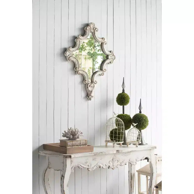 Consolle sottile sbiancata per ingresso salotto 46x16.5x30