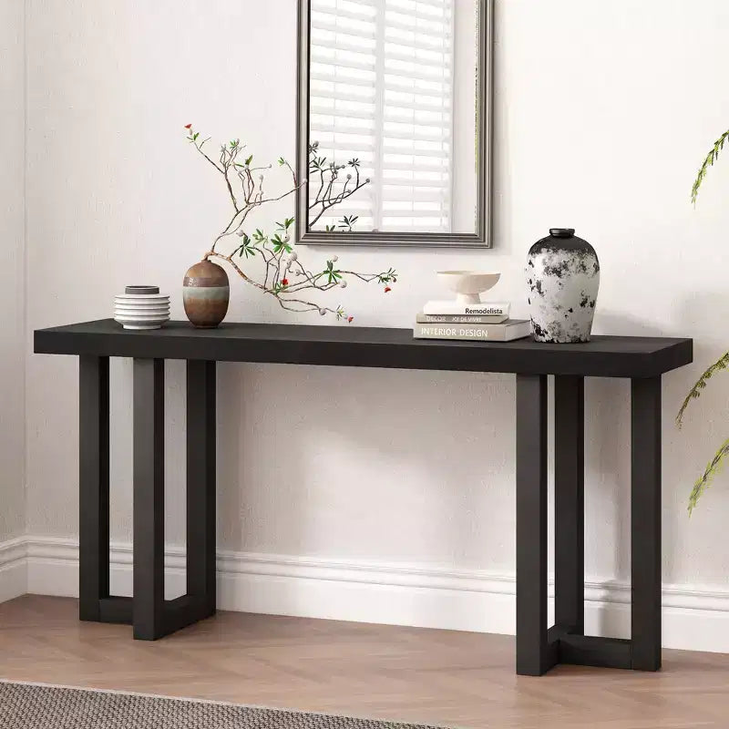 Consolle moderna 63 con piano a patchwork geometrico, tavolo da ingresso con gambe in pino massiccio, tavolo da atrio per soggiorno, corridoio, ingresso