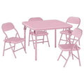 Pink 5-Piece Folding Table & Chairs Set C Kids Activity Set for Dining Room/Daycare/Classroom