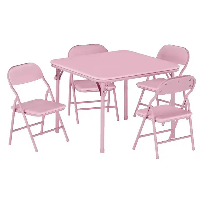 Set di 5 sedie e tavolo pieghevoli rosa C Set di attività per bambini per sala da pranzo/asilo nido/aula