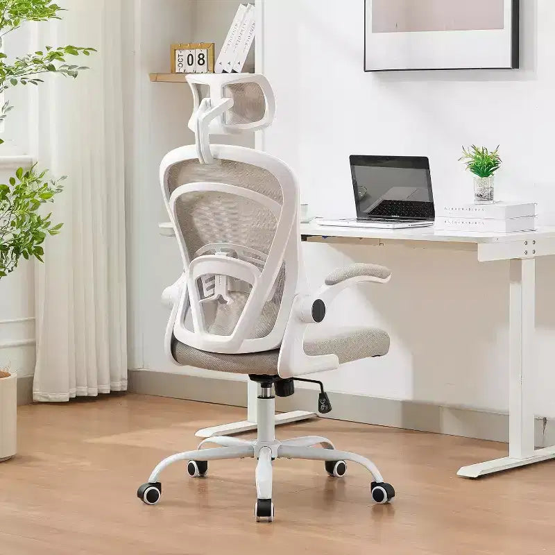 Sedia da Ufficio Ergonomica, Sedia da Scrivania Comoda con Braccioli Ribaltabili, Sedie Gaming con Supporto Lombare Confortevole per Camera da Letto, Studio, Studenti, Sedile Ampio