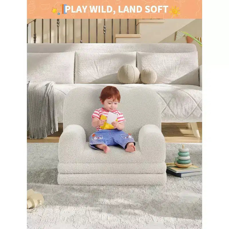 Divano per bambini 2 in 1, comodo divano, poltrona lunga, divano in morbida schiuma, regalo per bambini e bambine