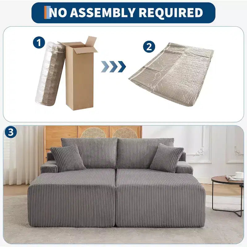 Poltrona Chaise Longue Oversize, divano letto in velluto a coste Cloud doppio 79 x 69 con braccioli e 4 cuscini, seduta profonda, nessun assemblaggio richiesto