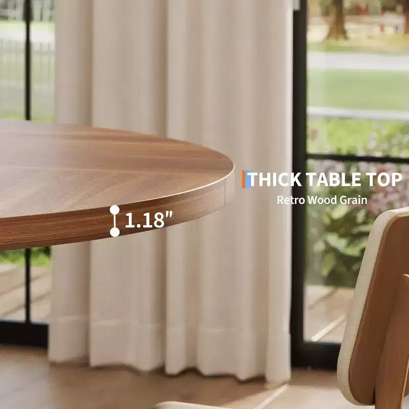Tavolo da pranzo rotondo da 47 pollici, per 4-6 persone, stile rustico con base a croce in legno, per soggiorno e sala da pranzo
