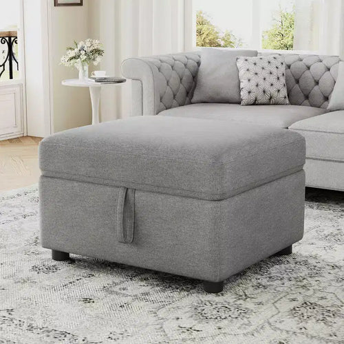 MAYEERTY 26.6 Ottoman Movable Storage Ottoman Footrest for Living Room Bedroom Gray