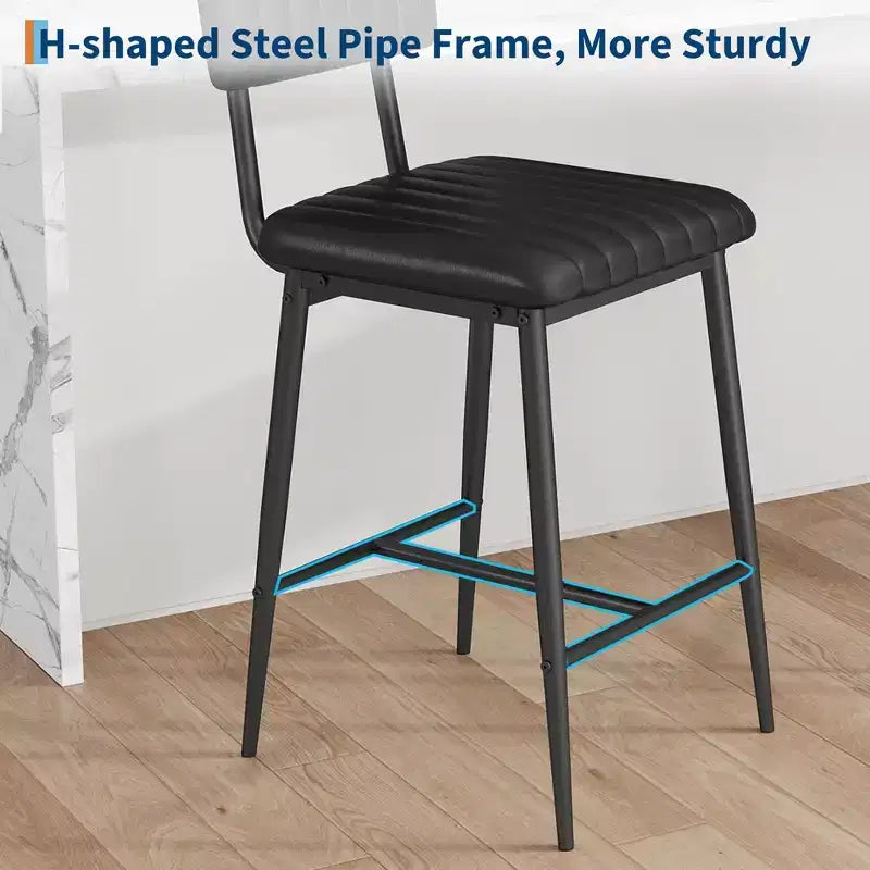 Sgabelli da Bar Altezza Bancone - 400 LBS per Carichi Pesanti, Ergonomici in Pelle PU con Cuscino Spesso, Schienale e Poggiapiedi, per Isola Cucina/Bar di Casa