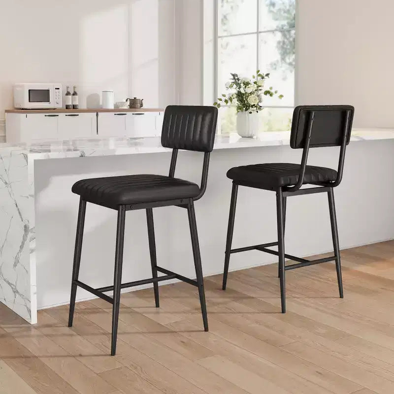 Sgabelli da Bar Altezza Bancone - 400 LBS per Carichi Pesanti, Ergonomici in Pelle PU con Cuscino Spesso, Schienale e Poggiapiedi, per Isola Cucina/Bar di Casa