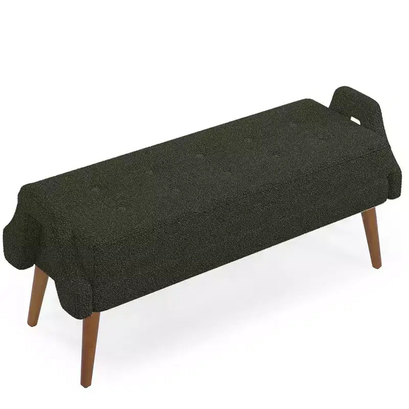 Panca Moderna con Morbido Cuscino, Braccioli Geometrici e Gambe in Legno MasselloIdeale per Soggiorni, Camere da Letto e Ingressi