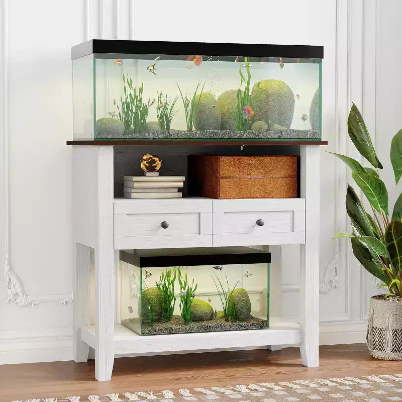 37" doppio strato, 650 libbre di supporto con ciabatta e cassetti per acquario da salotto
