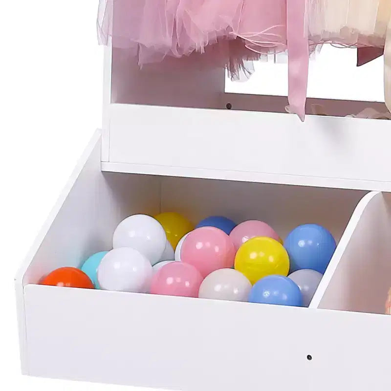 Organizzatore Vestiti per Bambini, Armadio per Costumi con Specchio Illuminato, Asta Appendiabiti e Cassetti per Camera da Letto e Sala Giochi