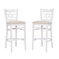 Set of 2 Teresa Ultra Suede Padded Seat Barstools White/Gray - Linon: Solid Beechwood, 31" High