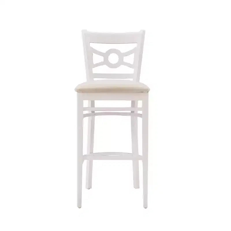 Sgabelli da bar con seduta imbottita in velluto effetto scamosciato Teresa, in legno di faggio massiccio bianco/grigio, altezza 79 cm