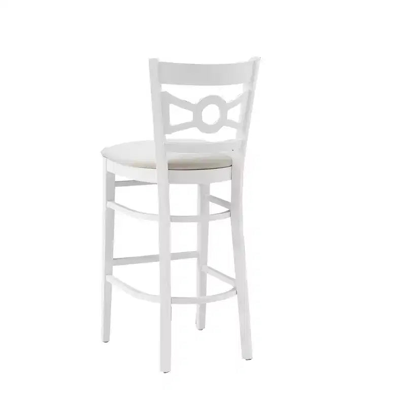Sgabelli da bar con seduta imbottita in velluto effetto scamosciato Teresa, in legno di faggio massiccio bianco/grigio, altezza 79 cm