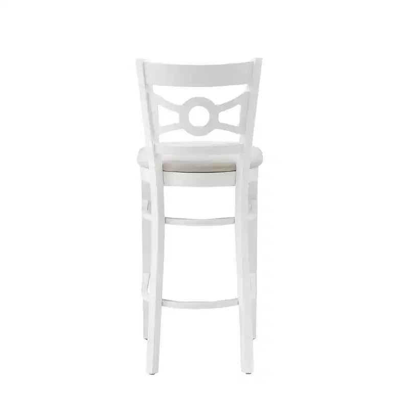 Sgabelli da bar con seduta imbottita in velluto effetto scamosciato Teresa, in legno di faggio massiccio bianco/grigio, altezza 79 cm