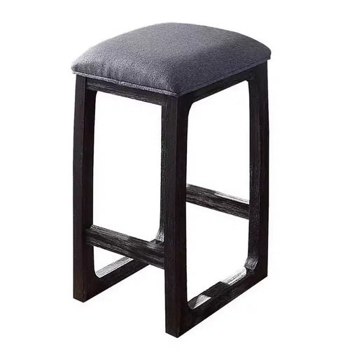 16" Razo Counter Height Barstool Fabric/Weathered Espresso - Acme Furniture: Linen Upholstered, Wood Base