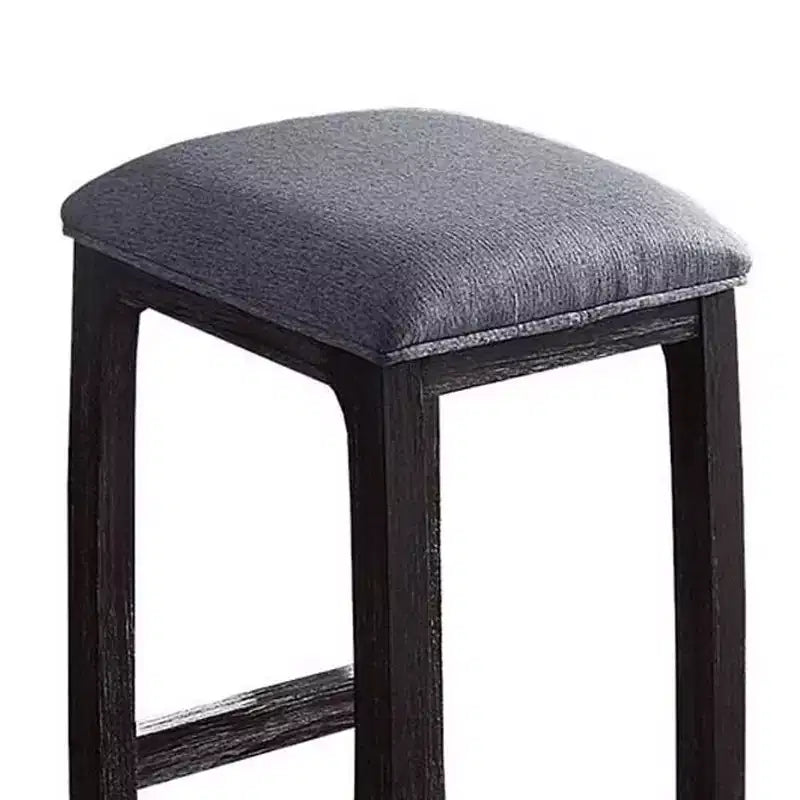 Sgabello da bar Razo da 40,6 cm altezza bancone, rivestimento in lino effetto invecchiato color espresso, base in legno