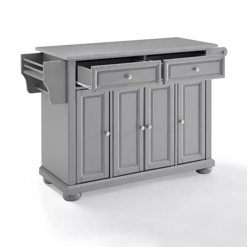 Isola/Carrello da cucina Alexandria con ripiano in acciaio inossidabile Grigio/Acciaio inossidabile