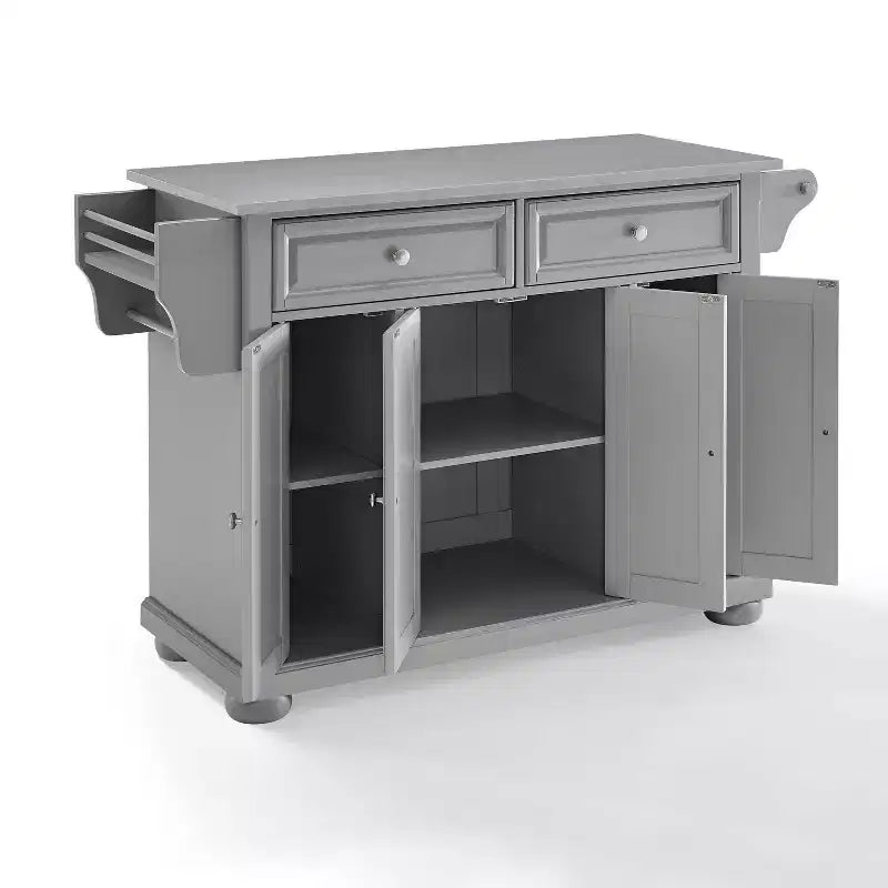 Isola/Carrello da cucina Alexandria con ripiano in acciaio inossidabile Grigio/Acciaio inossidabile