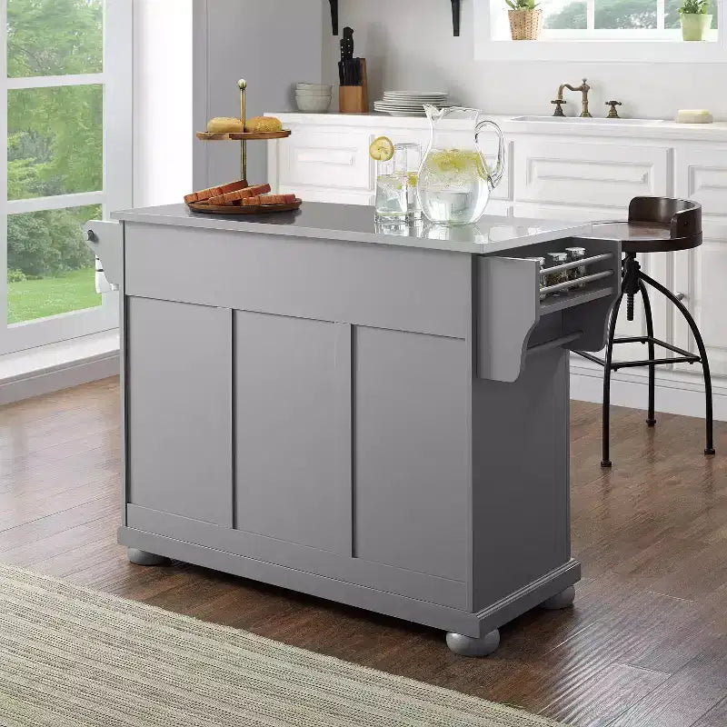 Isola/Carrello da cucina Alexandria con ripiano in acciaio inossidabile Grigio/Acciaio inossidabile
