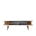 70.47" Utopia TV Stand for TVs up to 65" White Gloss/Maple Cream - Manhattan Comfort: Modern Console with Storage
