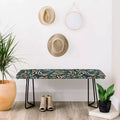 Evamatise Springtime Floral On Dark Bench Black - Deny Designs: Vegan Faux-Leather, Steel Legs
