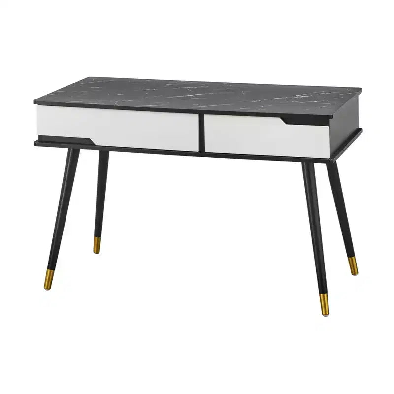 Lifestorey Silas 2 Drawer Mid-Century Modern Desk Black