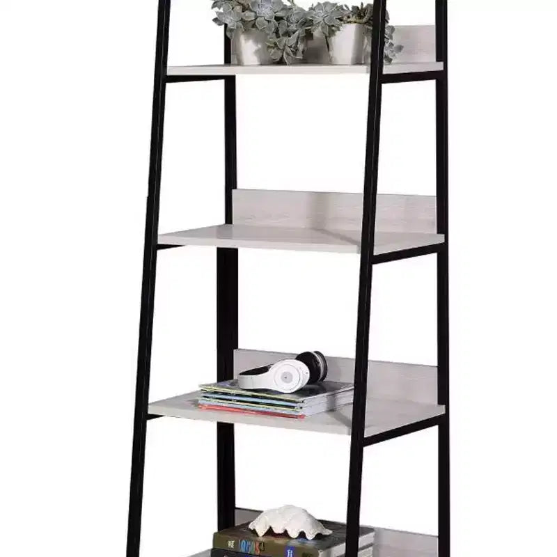 Libreria Wendral da 170 cm con 5 Ripiani Aperti Naturale/Nero: Struttura in Metallo, Stile a Scala, Contenitore da Esposizione