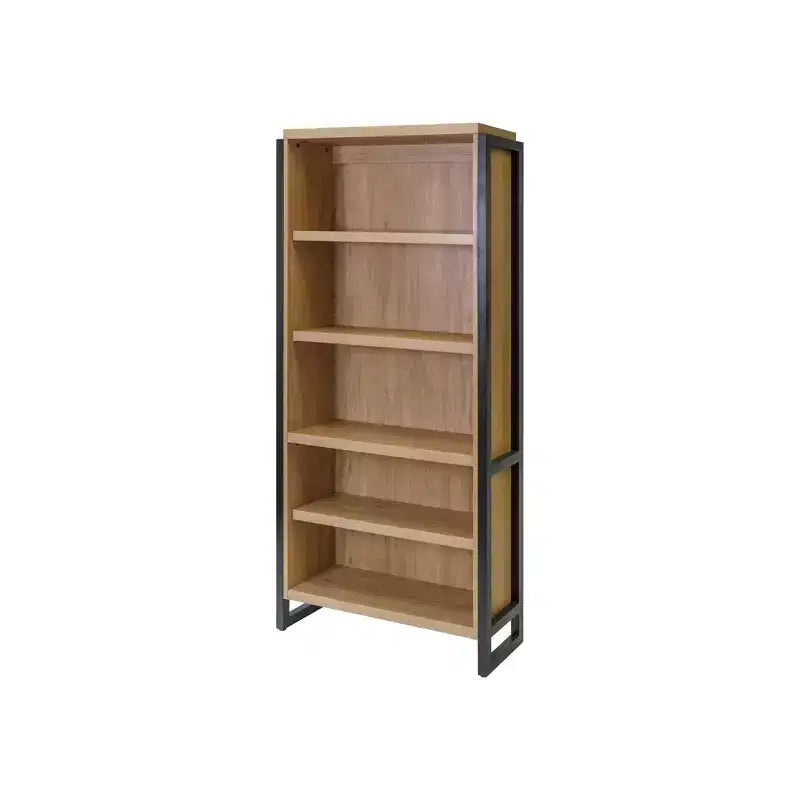 Libreria moderna aperta Mason da 78" in laminato di legno marrone chiaro: 4 ripiani, nessun montaggio richiesto