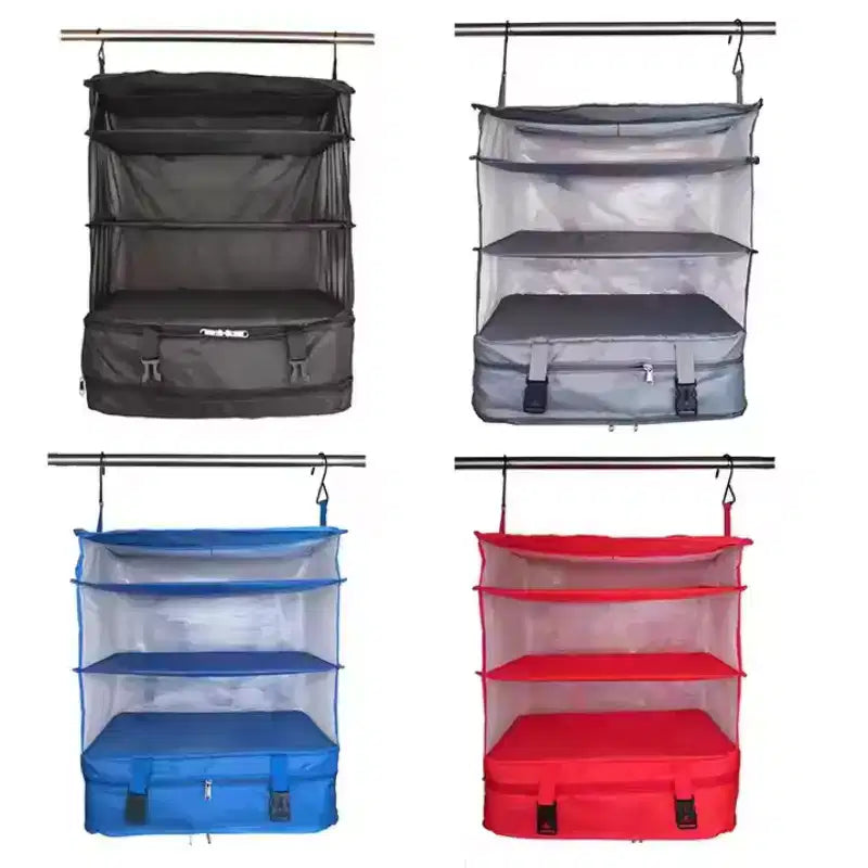 Maison Products Space Saving Travel Luggage Organizer and Packing Cube With Built In Hanging Shelves and Laundry Storage Compartment - Large