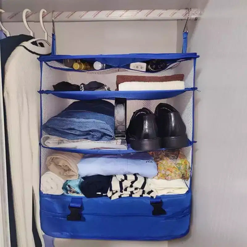 Organizer da viaggio salvaspazio e cubo da imballaggio con ripiani appendibili integrati e scomparto per il bucato - Grande