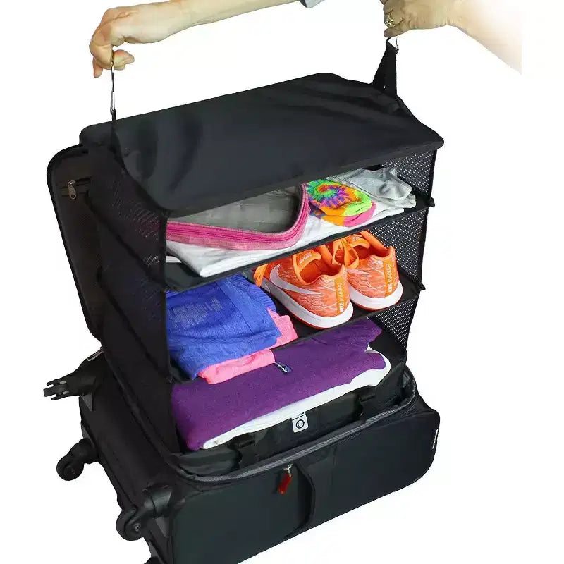 Organizer da viaggio salvaspazio e cubo da imballaggio con ripiani appendibili integrati e scomparto per il bucato - Grande