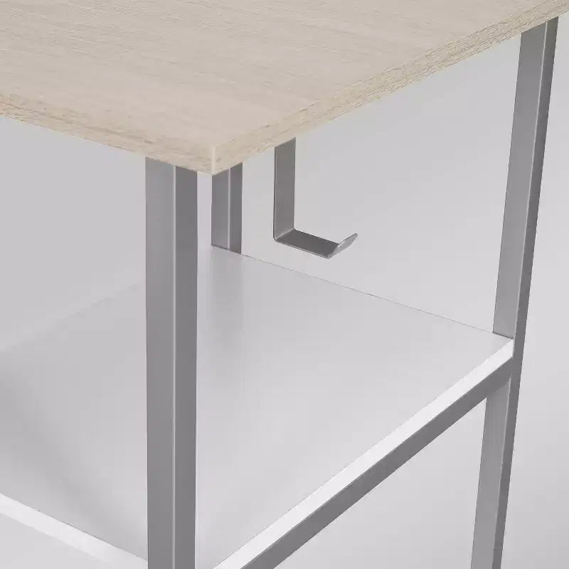 Scrivania bicolore a L per ufficio domestico con contenitore