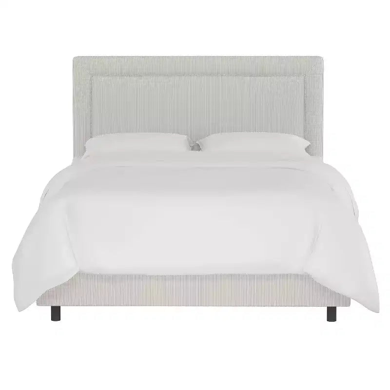 Letto imbottito Empire in tessuto gessato Oxford color tortora