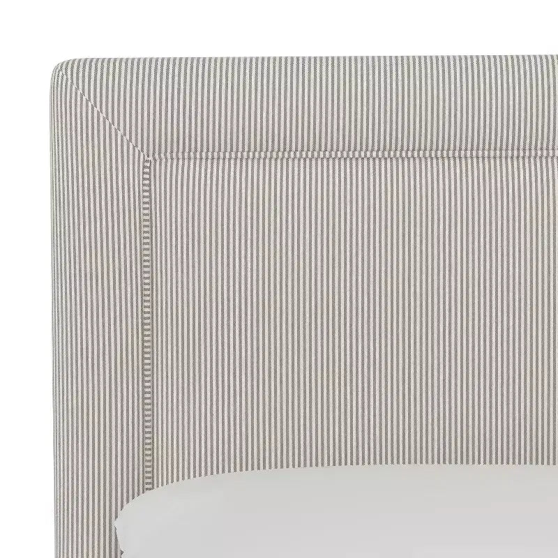 Letto imbottito Empire in tessuto gessato Oxford color tortora