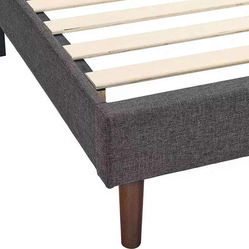 Letto Imbottito con Testiera Trapuntata a Quadretti, Queen, Grigio Scuro