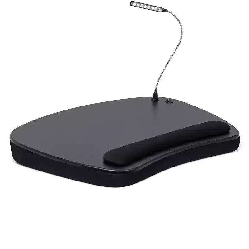 Scrivania portatile oversize in memory foam con luce USB, adatta per laptop fino a 17 pollici - Nero opaco