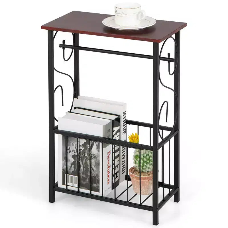 Costway 1PC\2 PCS Side Sofa Narrow Table w/ Removable Paper Holder for Living Room Toilet