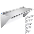 GRIDMANN 18 Deep Stainless Steel Kitchen Wall Mount Shelves with Backsplash - NSF Certified