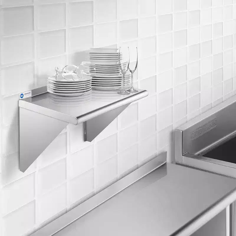 18 mensole profonde in acciaio inossidabile da parete per cucina con alzatina - certificate NSF