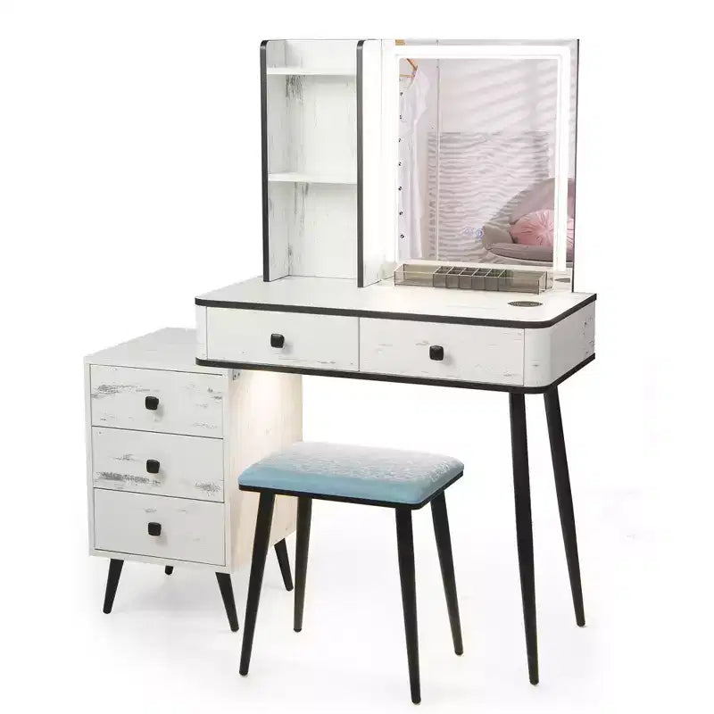 Set da Toeletta con Specchio Illuminato Dimmerabile 3 Modalità di Illuminazione