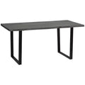 HOMCOM 63 Wavy-Edge Modern Dining Table for 6 People, Wooden Kitchen Table with Steel Legs, Rectangle Dinner Table with Strong Metal Base, Gray