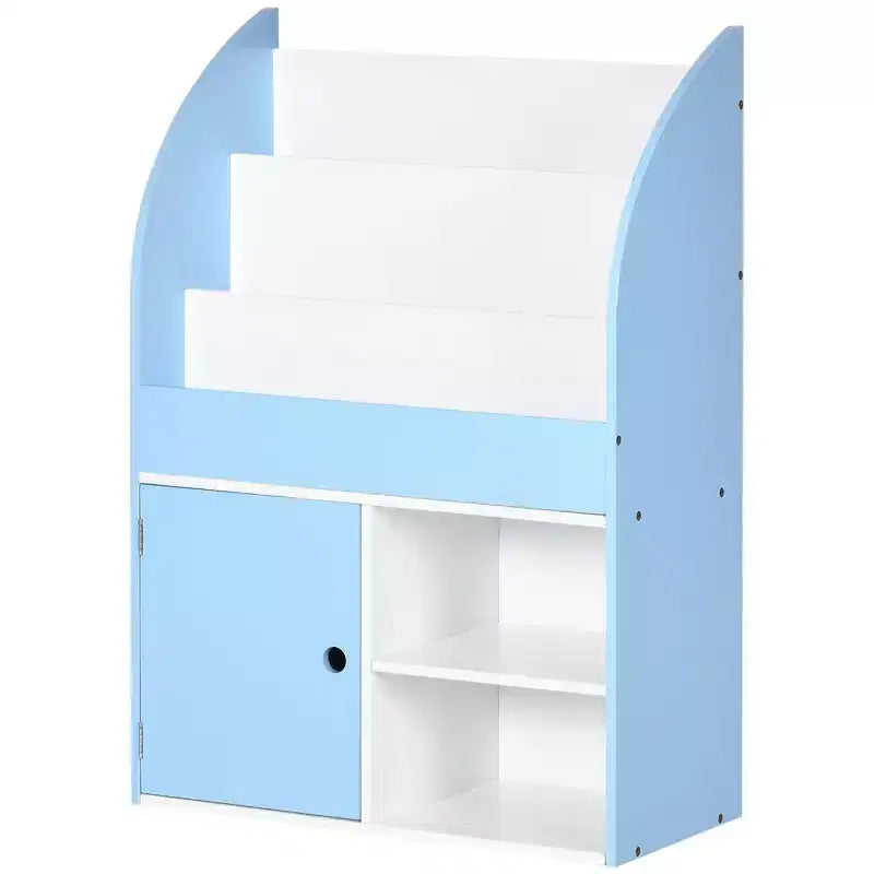 Libreria per Bambini e Organizzatore Porta Giocattoli con Armadietto, Scaffale per Libri per Bambini, Libreria per Bambini, Età 3-8 Anni, Blu