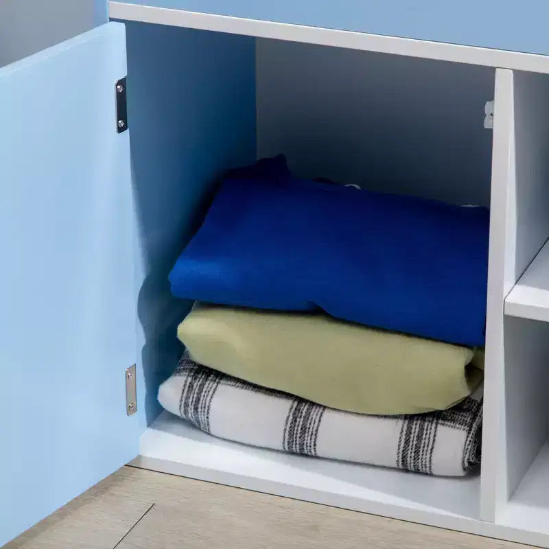Libreria per Bambini e Organizzatore Porta Giocattoli con Armadietto, Scaffale per Libri per Bambini, Libreria per Bambini, Età 3-8 Anni, Blu
