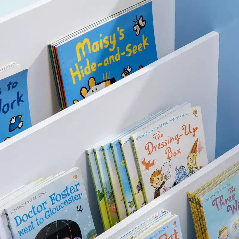 Libreria per Bambini e Organizzatore Porta Giocattoli con Armadietto, Scaffale per Libri per Bambini, Libreria per Bambini, Età 3-8 Anni, Blu
