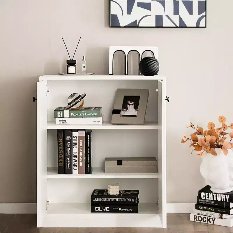 Mobile Credenza con 2 Ante e 3 Ripiani, Mobile Contenitore da Cucina o Corridoio