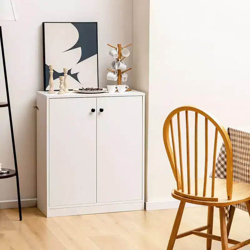 Mobile Credenza con 2 Ante e 3 Ripiani, Mobile Contenitore da Cucina o Corridoio