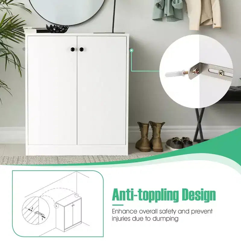 Mobile Credenza con 2 Ante e 3 Ripiani, Mobile Contenitore da Cucina o Corridoio